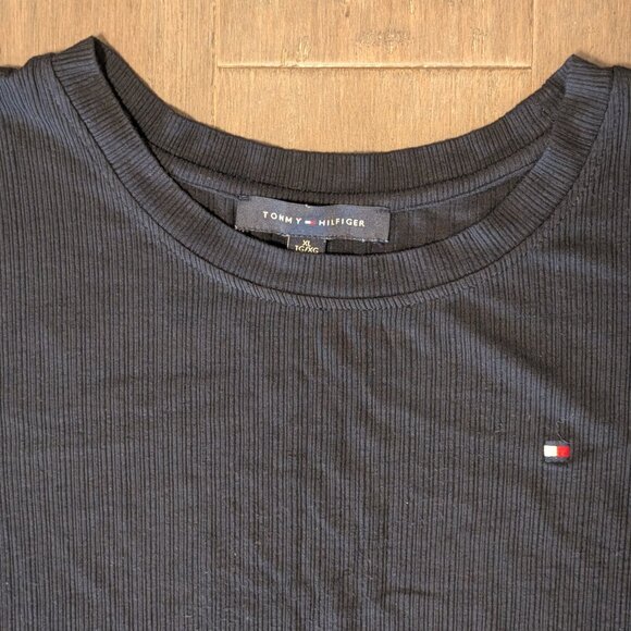 Tommy Hilfiger, Puff Sleeve Ribbed Dress, Navy Blue w Red/White Trim&Logo, Sz XL - Picture 5 of 10